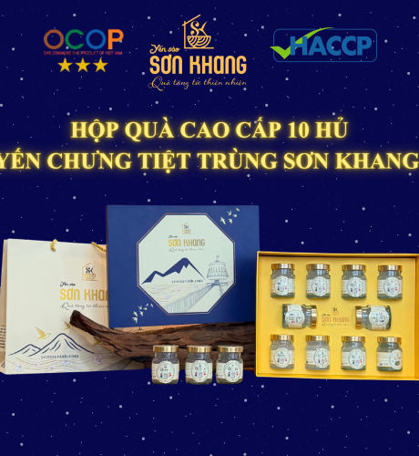 HỘP QUÀ 10 HŨ YẾN CHƯNG TIỆT TRÙNG CAO CẤP SƠN KHANG