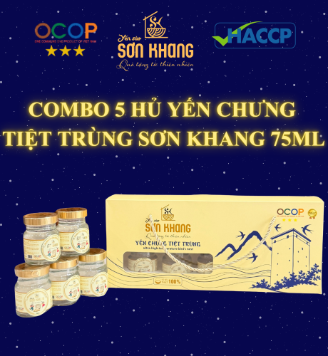 Combo 5 Yến chưng tiệt trùng Sơn Khang  hũ 75ml